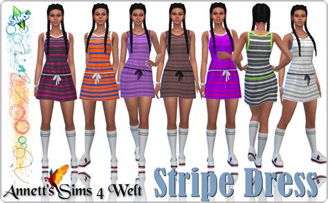Annetts Sims 4 Welt Stripe Dress