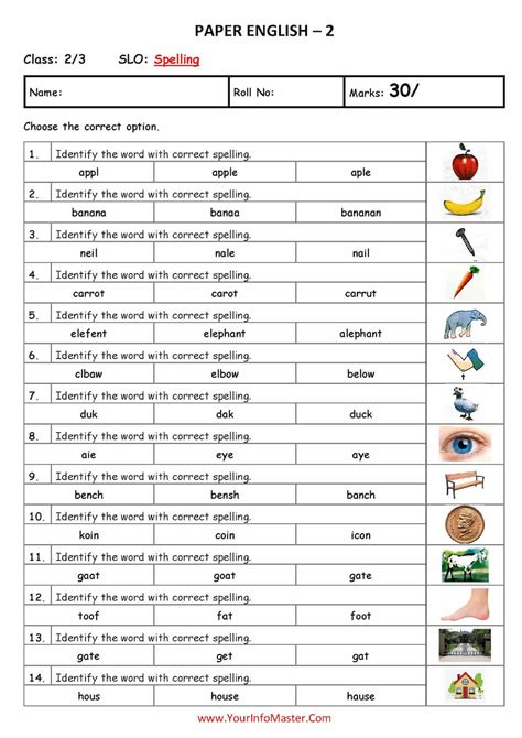 6th Grade Spelling Worksheet