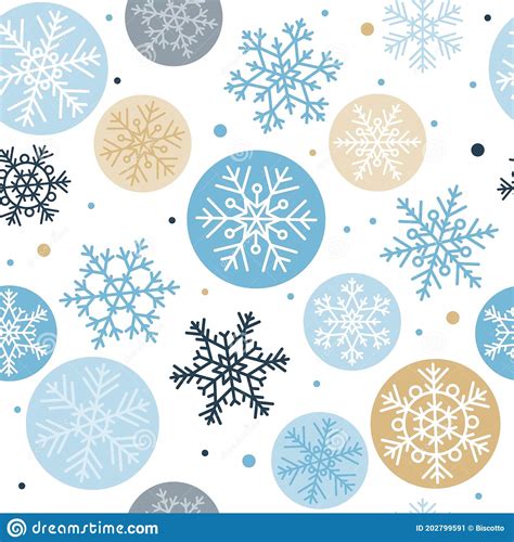 Snowflakes Seamless Pattern Winter Concept Vector Illustration Stock