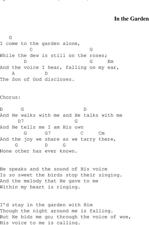 There shall be showers of blessing. In the Garden 1 - Christian Gospel Song Lyrics and Chords