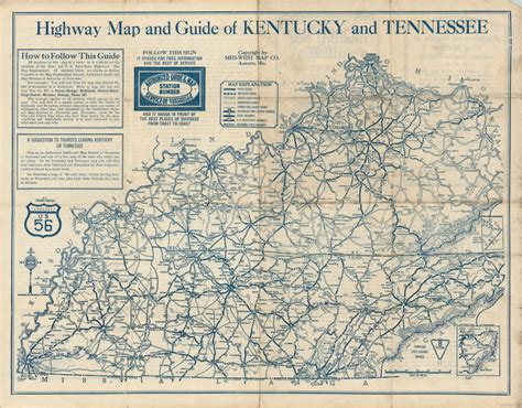 Highway Map And Guide Of Kentucky And Tennessee Curtis Wright Maps