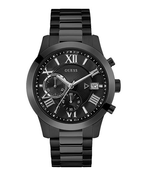 Mens 45mm Black Stainless Steel Watch Guess Watches