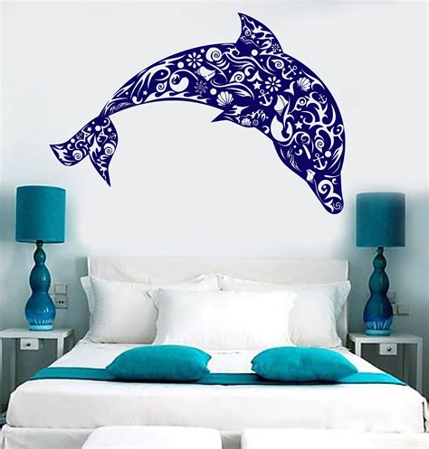 Vinyl Wall Decal Dolphin Seashells Sea Ocean Style Anchor Stickers