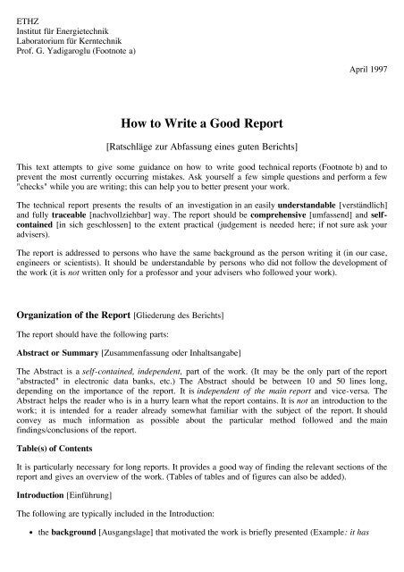 How To Write A Good Report Example How Do You Write A Report Sample