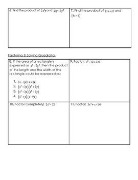 This just in from the january, 2020 algebra 1 regents: Algebra 1 Regents Review Packets by Brianna Driscoll | TpT