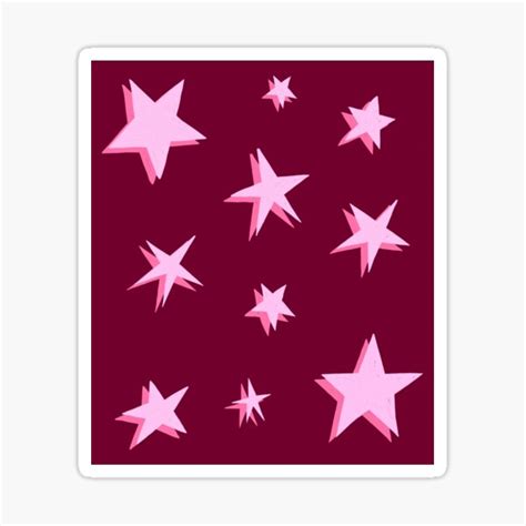 Burgundy And Pink Sketchy Stars Sticker For Sale By Onethreesix
