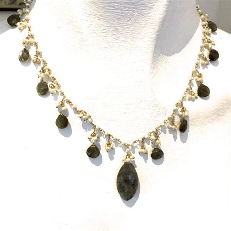 Labradorite And Pearl Necklace On Ct Vermeil Necklaces From Cobra