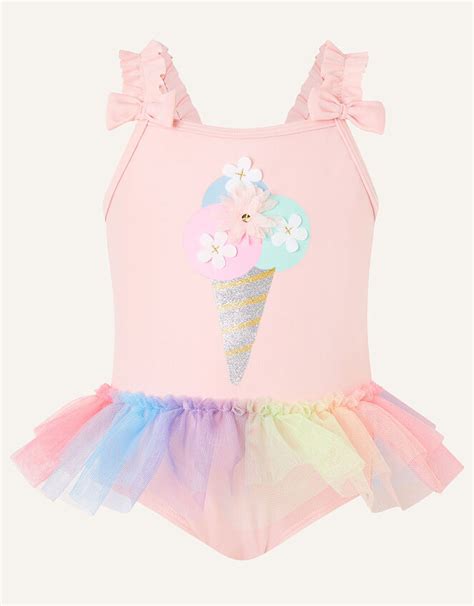 Baby Ice Cream Skirted Swimsuit Pink Baby Girl Beach And Swimwear