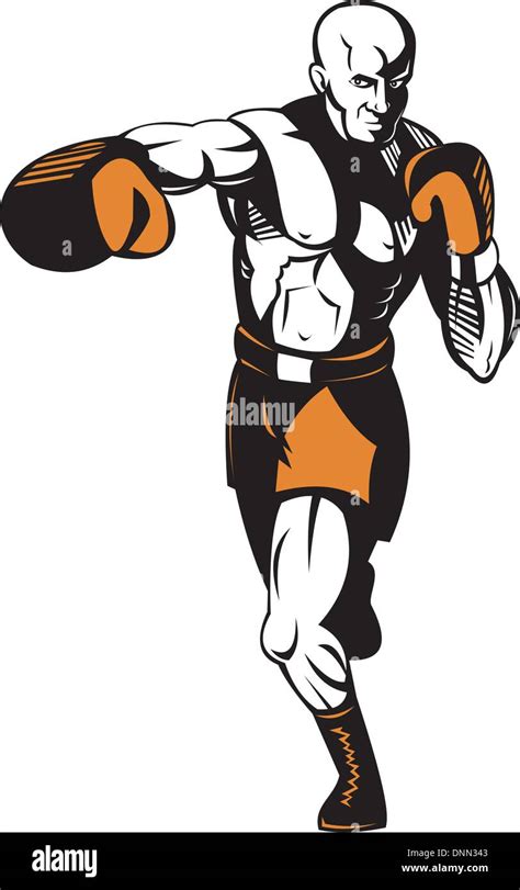 Illustration Of A Boxer Punching Done In Retro Style Isolated On Stock