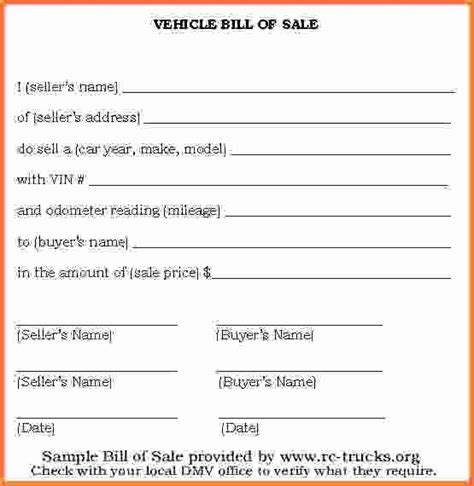 Simple Vehicle Bill Of Sale Template Linedax