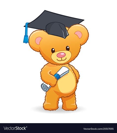 Graduating Cute Cuddly Teddy Bear Royalty Free Vector Image Graduation