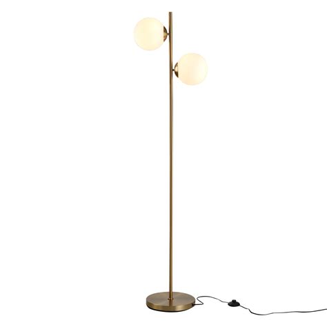 HOMCOM Modern Floor Lamp with 2 Globe Lamp Shade Contemporary