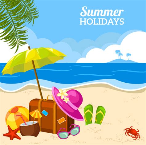 Summer Holiday Happy Beach Background Vector Vectors Graphic Art