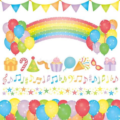Set Of Birthday Party Elements Stock Vector Illustration Of Note
