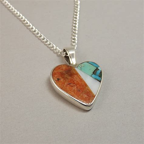 Necklace Multi Stone Inlay Heart By Jimmy Poyer Navajo
