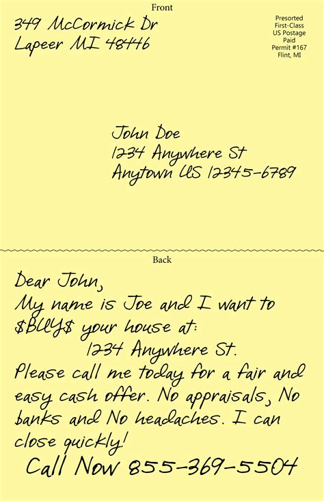 Handwritten Postcards Yellow Letter Service