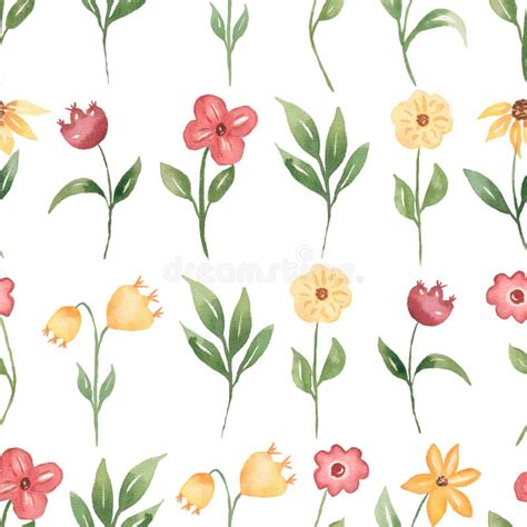 Watercolor Spring Digital Paper Wildflowers Seamless Spring Pattern