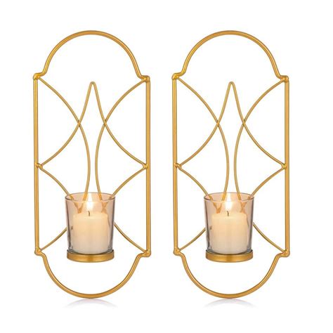 2pcsset Metal Wall Sconce Candle Holder With Glass Nuptio