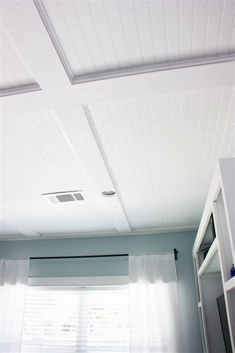 Faux Coffered Ceiling Using Beadboard And Moulding The Home Depot