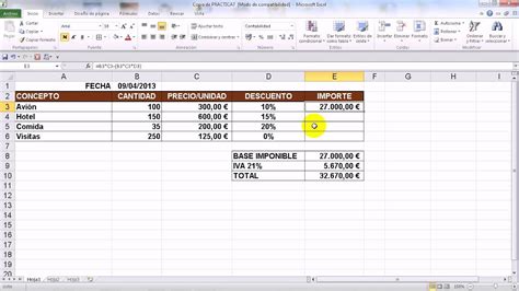 Excel 2010 Básico Fórmulas Con Porcentajes Youtube
