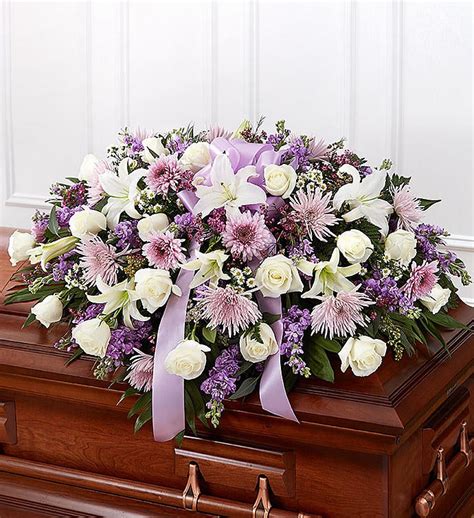 Lavender And White Mixed Half Casket Cover 91225