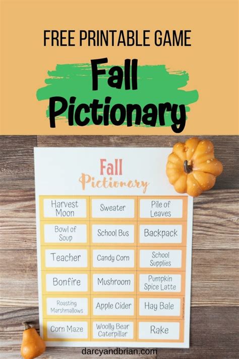 Printable Fall Pictionary Words Fun Drawing Game For Kids