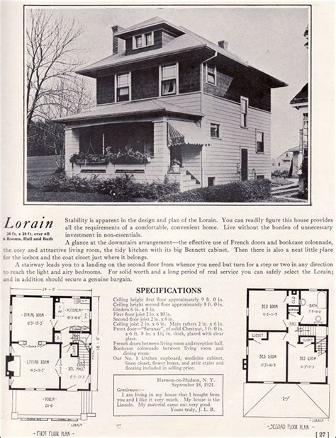 Foursquare Prairie Box 1922 Lorain By Bennett Homes Kit Houses