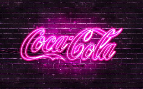 Download Wallpapers Coca Cola Purple Logo 4k Purple Brickwall Coca