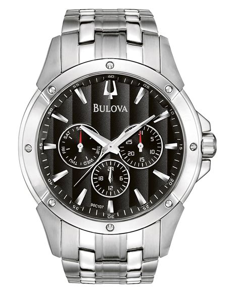 Bulova Mens Stainless Steel Bracelet Watch 43mm 96c107 Macys