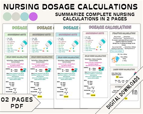 Nursing Dosage Calculations Cheat Sheet Dosage Calculation Etsy