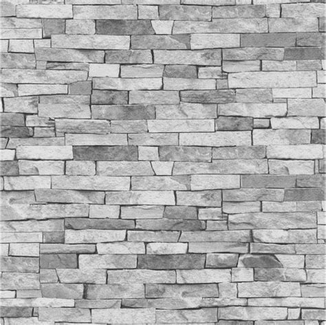 Brick Effect Wallpaper Stone Slate 3d Realistic Weathered Light Grey P