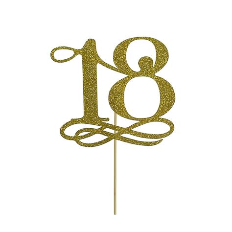 Buy BMINJIE Gold Glitter Number 18 Cake Topper Decoration Happy 18th