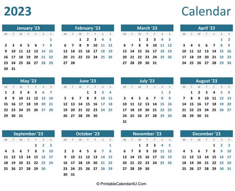 2023 Calendar Printable