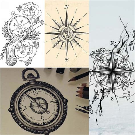 Perfect for tattooing, invitations, greeting cards, quotes, blogs, posters etc. Compass Tattoo Designs - Popular Ideas for Compass Tattoos with Meaning