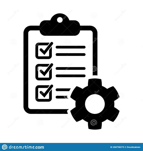 Clipboard And Gear Icon Project Management Concept Flat Style