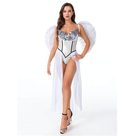 Sexy White Angel Greek Goddess Adult Bodysuit Adult Halloween Cosplay