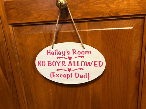 Personalized Girls Room No Boys Allowed Except Dad Wood Etsy