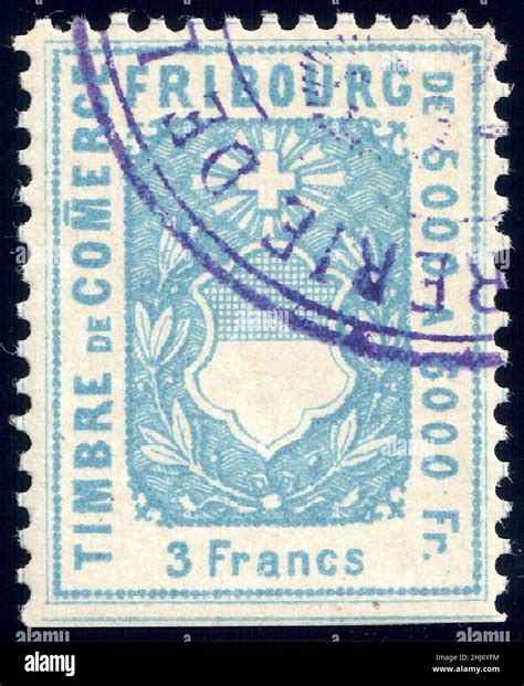 Switzerland Fribourg 1882 Revenue 3fr 65a Stock Photo Alamy