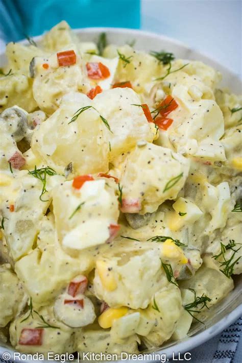 Easy Creamy Potato Salad With Olives Pickles And Eggs