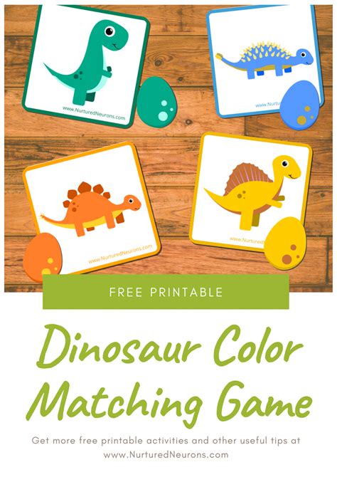 Dinosaur Color Matching Game Amazing Preschool Printable Nurtured