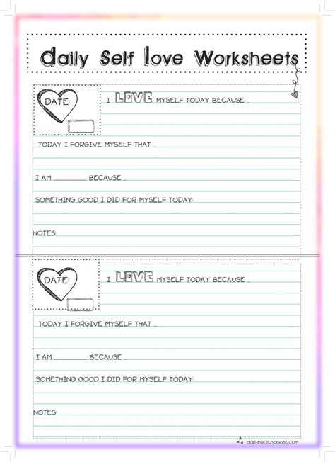 Self Love Worksheets Bhis Activities Therapy Worksheets Printable