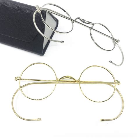 Vintage Antique Round Wire Rim Eyeglass Frames Full Rim Ear Hooks