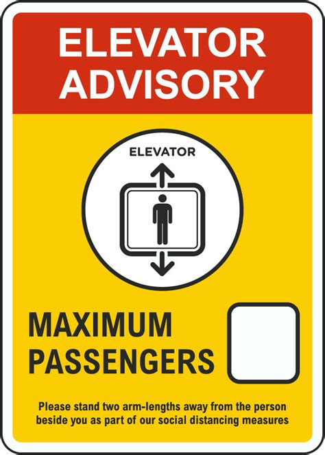 Elevator Advisory Maximum Passengers Sign Save 10 Instantly