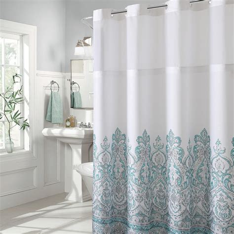 Hookless Damask Border Print Shower Curtain Home And Kitchen