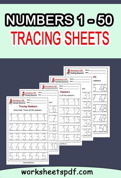 Numbers 1 50 Tracing Worksheets Worksheets Pdf