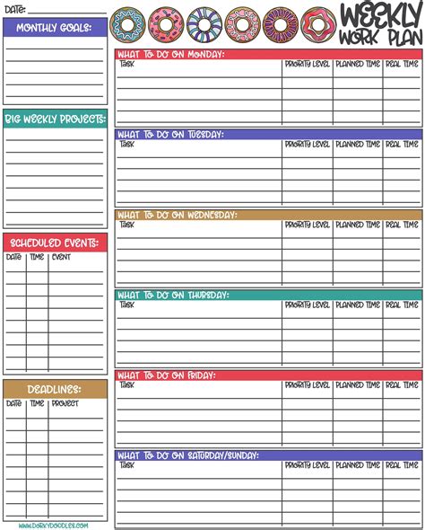Printable Weekly Planner For Work And Home Weekly Planner Printable Work Planner Weekly Planner
