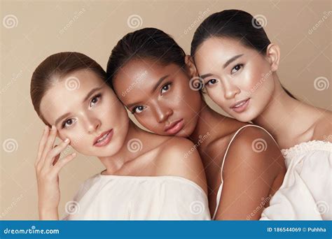 Beauty Group Of Diversity Models Portrait Multi Ethnic Women With