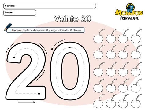 Número 20 Familia Del 20 Matematicas Para Colorear Aprendizaje De