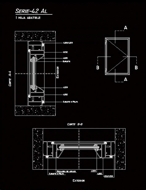 Aluminium Window 2 Panels Dwg Detail For Autocad Designs Cad 55a