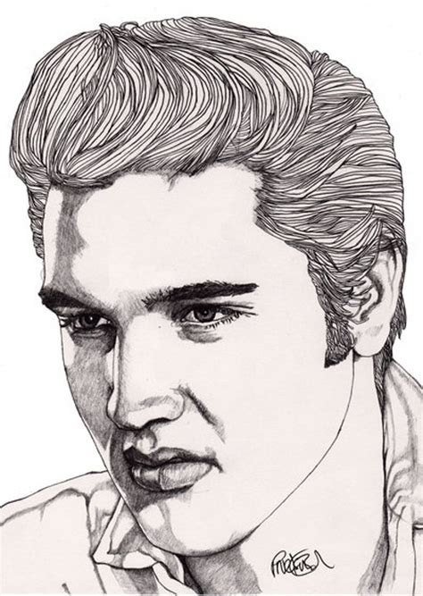 Elvis Presley Original Art Drawing Pencil Illustration Portrait Rock
